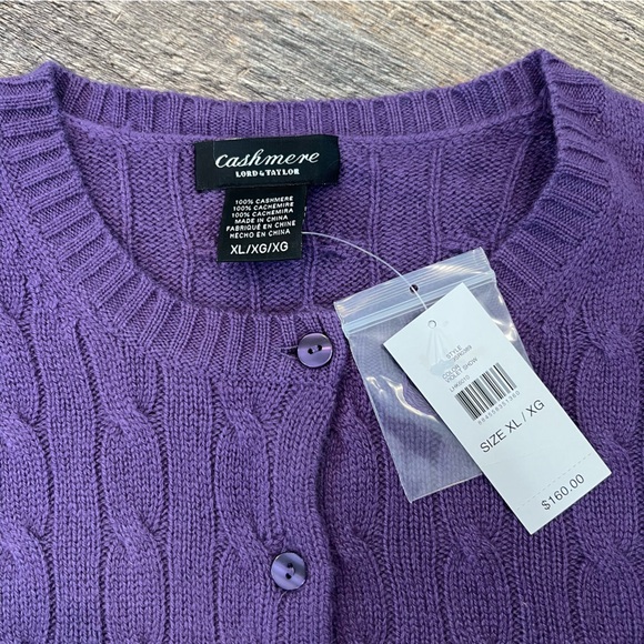 Lord & Taylor 100% Cashmere Button Down Cardigan Purple Size XL - Picture 7 of 13